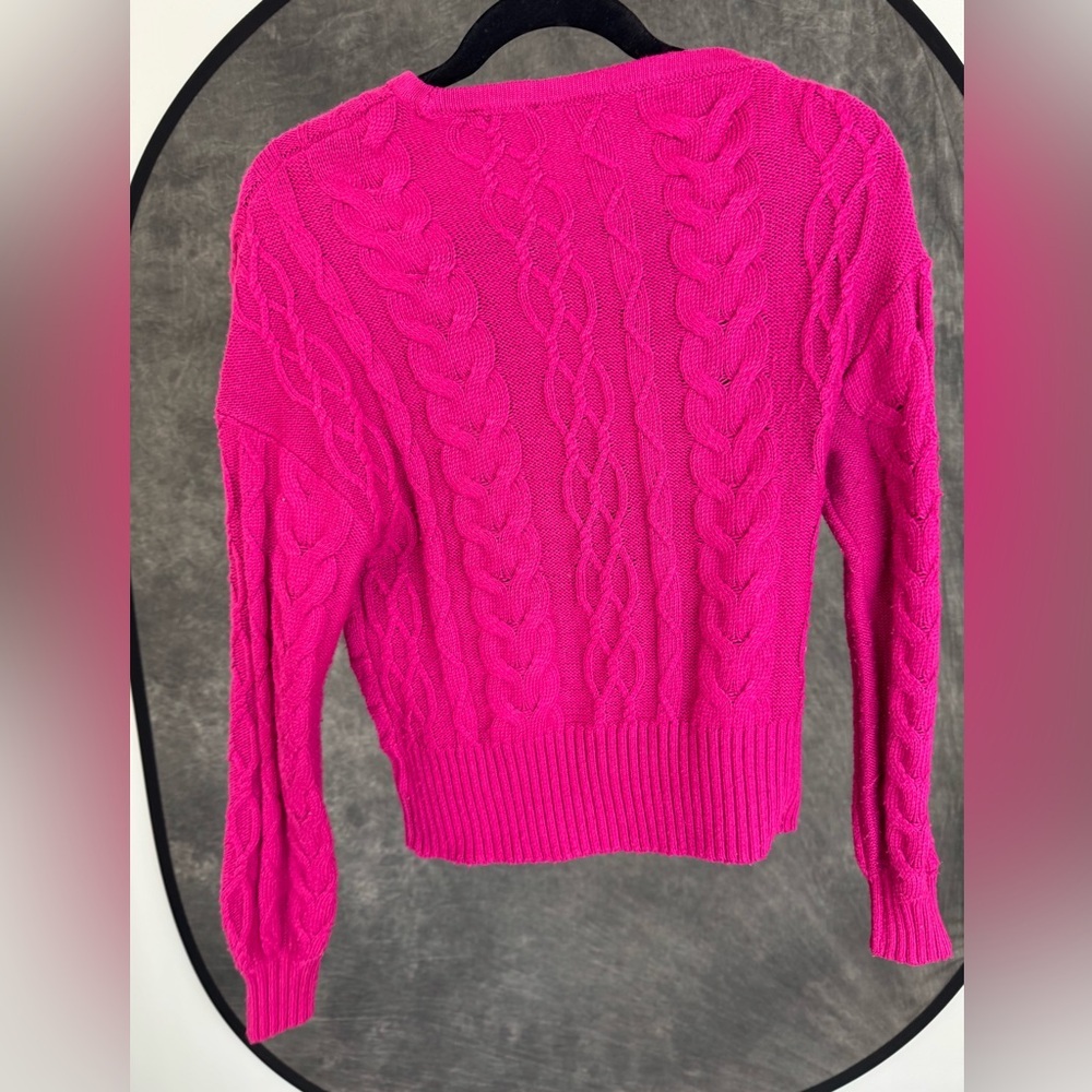 Express Cable Knit Sweater | Fuchsia Pink | Cozy Soft Knit | Size XS - Picture 4 of 7
